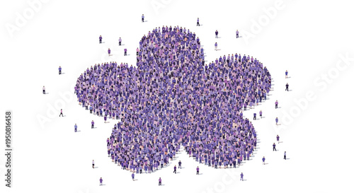 Vector illustration of purple flower made of tiny people