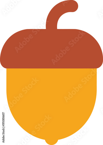 A simple cartoon acorn with a brown cap and yellow body