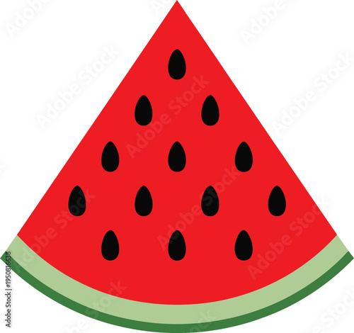 A cartoon slice of watermelon on a white background
