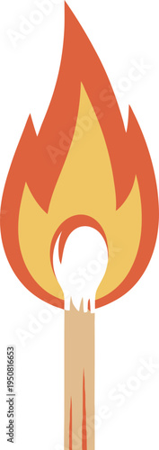 A cartoon illustration of a burning torch with vibrant orange and yellow flames