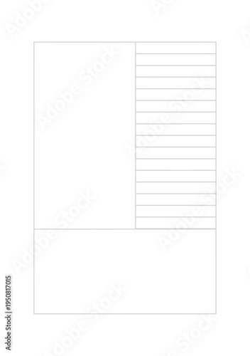 Blank Cornell Notes Template with Cue Column, Paper Size A5 ( 148 x 210 mm ), Line spacing in main content area or Line Spacing 7mm