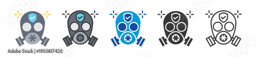 full facepiece respirator icon set multi style various collection