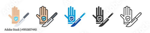cut resistant gloves icon set multi style various collection