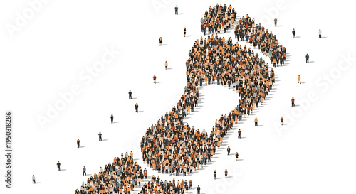 Vector illustration of people forming a giant footprint