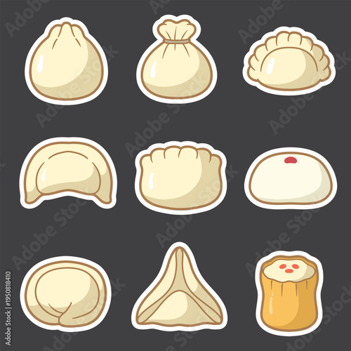 set of dumpling good for sticker, badge, element design, print design, etc