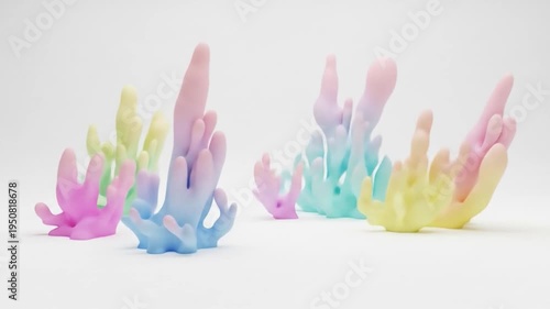 Pastel corallike forms arranged on a white background