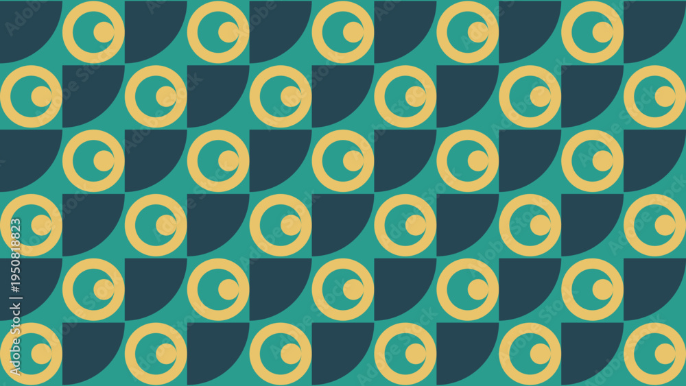 Fototapeta premium Retro Geometric Pattern in Teal and Gold