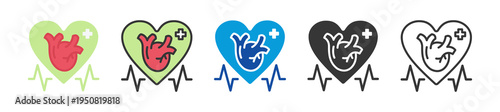coronary care icon set multi style various collection