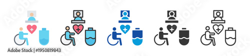 ambulatory care icon set multi style various collection
