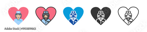 nurses icon set multi style various collection