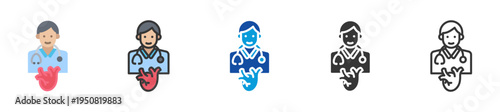 cardiologists icon set multi style various collection