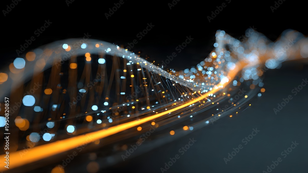 Obraz premium detailed close-up of intertwined dna helices threaded through crystalline molecular structures on rich green scientific backdrop