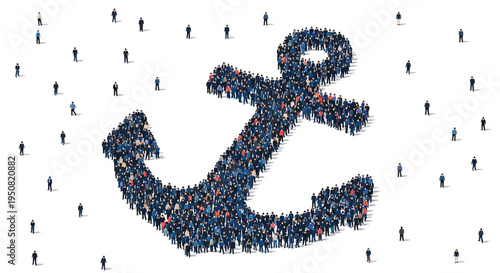 Anchor made of people vector illustration