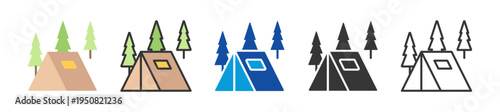 camp icon set multi style various collection