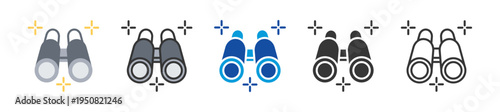 birocular icon set multi style various collection