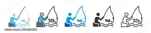 fishing icon set multi style various collection