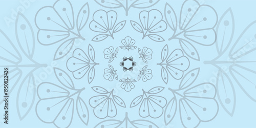 Round gradient mandala on white isolated background. Vector boho mandala in green and pink colors. Mandala with floral patterns. Yoga template