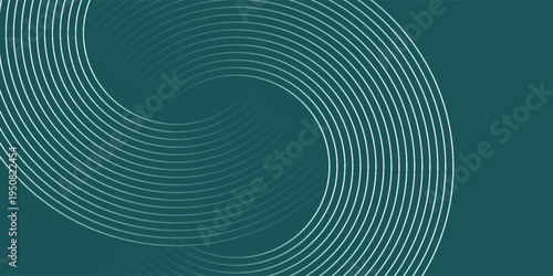 Abstract green glowing geometric lines on gray background. Modern shiny blue circle lines pattern. Futuristic technology concept. 