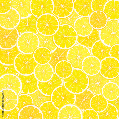 輪切りレモンの敷き詰め背景_正方形