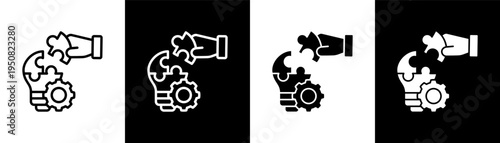 Process Improvement Icon Of Line Black And White Style Vector Illustrationn