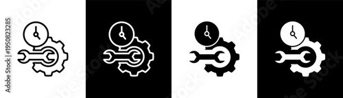 Maintenance Gear Icon Of Line Black And White Style Vector Illustrationn