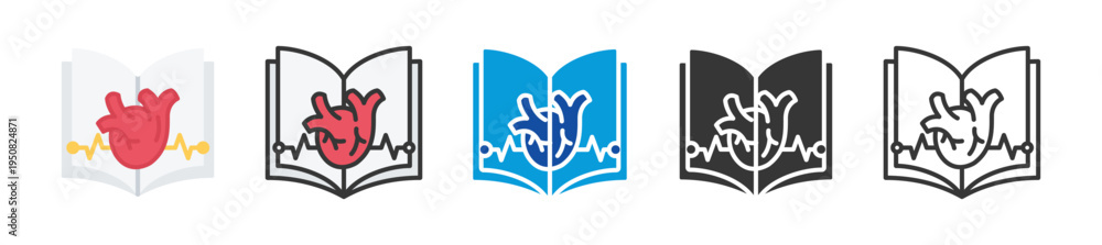 Fototapeta premium study of heart icon set multi style various collection
