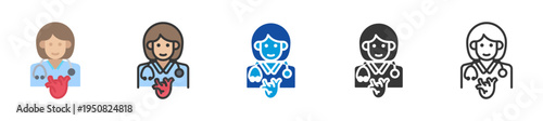 physicians cardiology icon set multi style various collection