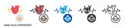 pediatric cardiology icon set multi style various collection