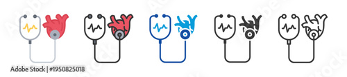 stethoscope icon set multi style various collection