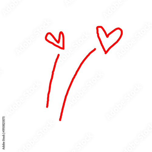 Red doodle heart sketch. Hand drawn heart love isolated on white background. Heart symbol, Valentines Day, Vector.