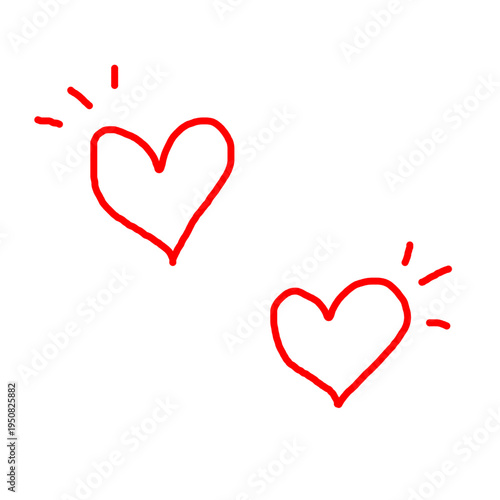 Red doodle heart sketch. Hand drawn heart love isolated on white background. Heart symbol, Valentines Day, Vector.