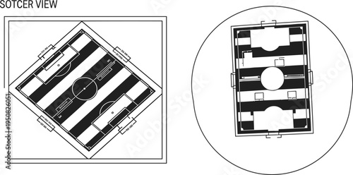 Soccer Stadium Field Blueprint Top View Diagram With Technical Layout Football Pitch Plan Architectural Sports Arena Vector Illustration Design Template