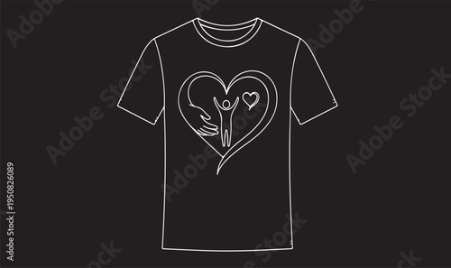Charity Heart T-Shirt Design, Human Support and Hope Vector, Care Foundation Logo Art