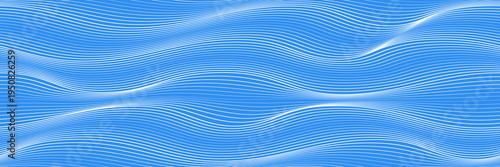 Seamless pattern, wavy lines, sea waves stylization, vector background