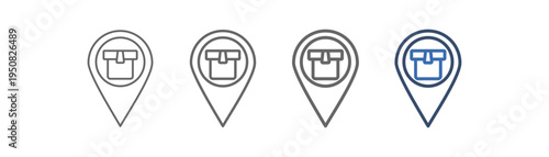 
Outline icon set parcel management with location and package design