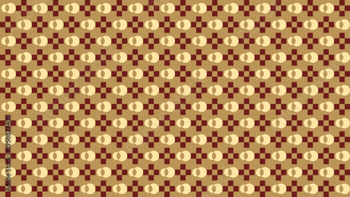Seamless Retro Geometric Pattern with Circles and Squares in Beige Brown and Maroon vector backgroun