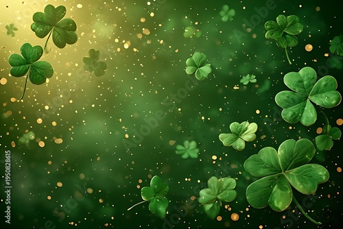 Modern Irish festival marketing banner with realistic shamrock textures.