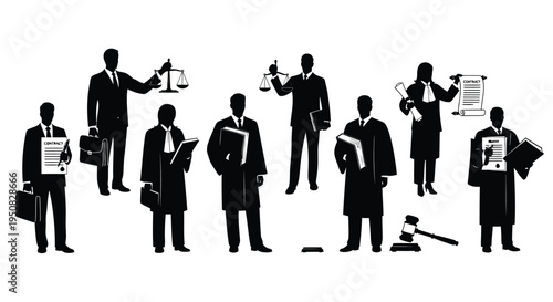 Set of 9 law and justice professionals icons vector