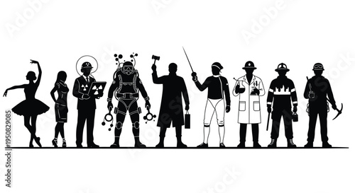 Set of 9 occupation icons vector