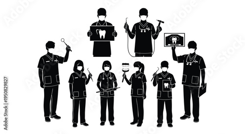 Set of 8 medical professionals icons vector