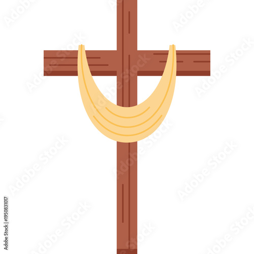 Christian Wooden Cross With Cloth Illustration
