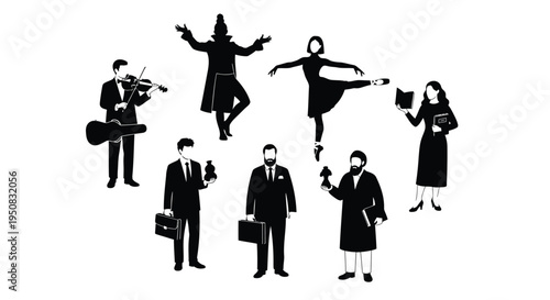 Set of 7 business people icons vector