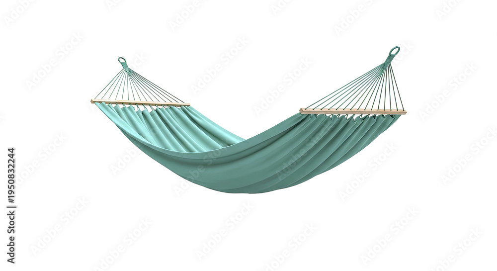 Fototapeta premium Green Hammock with Wooden Spreader Bars