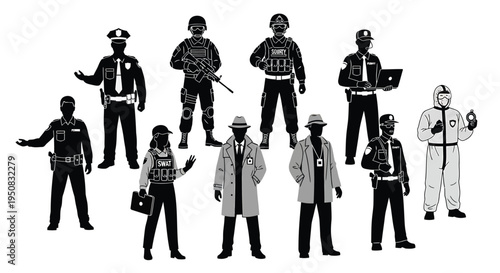 Set of 10 emergency responders icons vector