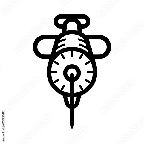 Pneumatic Jackhammer Construction Tool Line Icon Vector Illustration