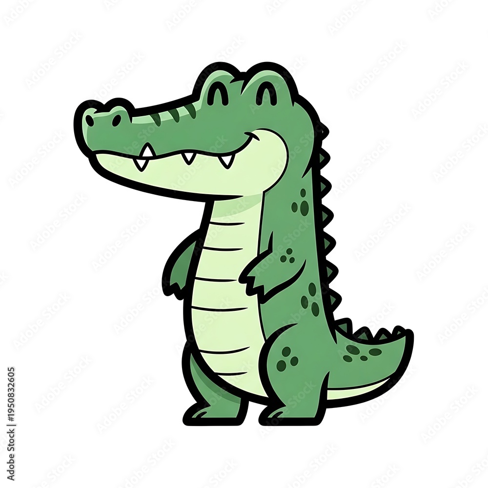 Fototapeta premium Cartoon crocodile smiling standing.