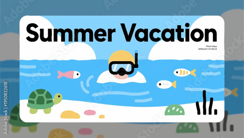 simple illustration. Simple illustration reminiscent of Scandinavia. summer vacation concept. sea. Snorkeling