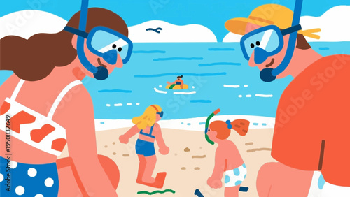 simple illustration. Simple illustration reminiscent of Scandinavia. summer vacation concept. sea. Snorkeling