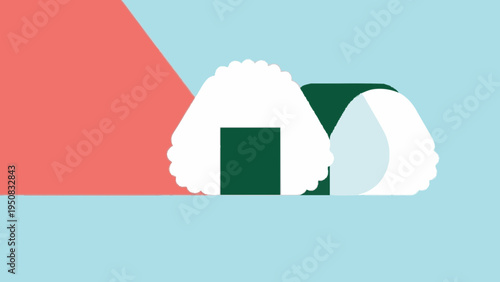 onigiri. rice ball. japanese foods concept. Simple illustration reminiscent of Scandinavia. Vector illustration. (No text)