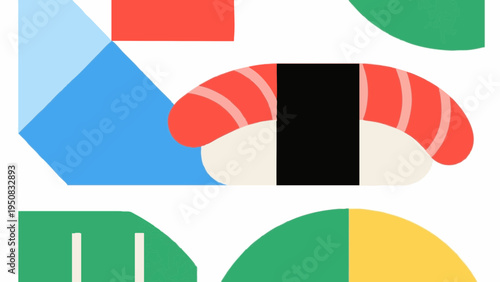 sushi. japanese foods concept. Simple illustration reminiscent of Scandinavia. Vector illustration. (No text)